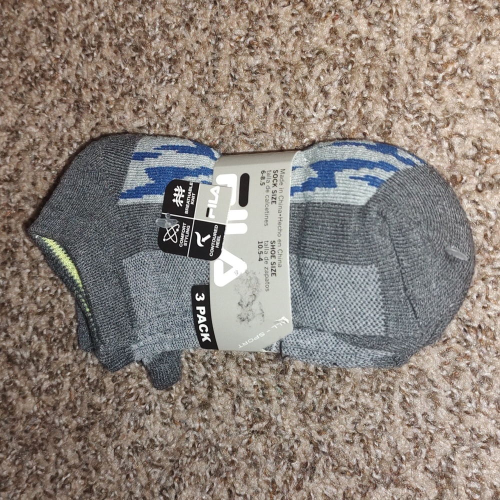 FILA 3 Pack Gray Socks NWT